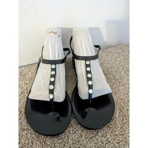 Katy Perry Black Jelly Thong Sandals with Rhinestone Embellishments Size‎ 7 NEW